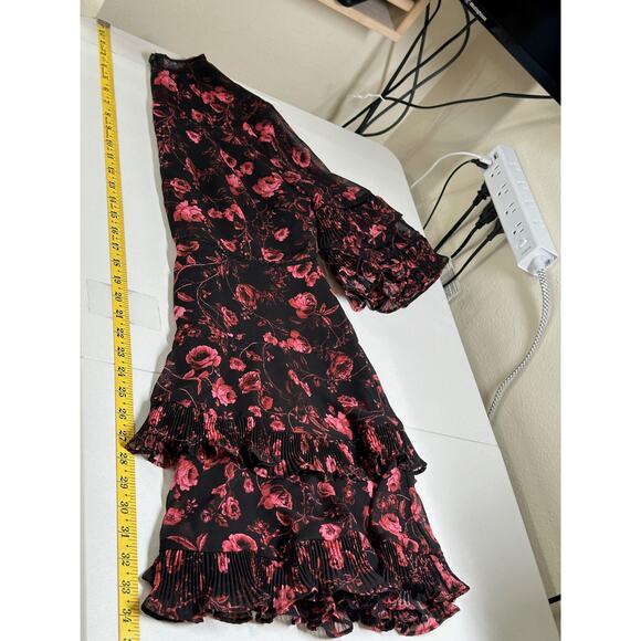 Keepsake Dress Womens 8 Black Red Floral‎ Ruffles Frilly Whimsigoth Fairy Grunge - Picture 12 of 13